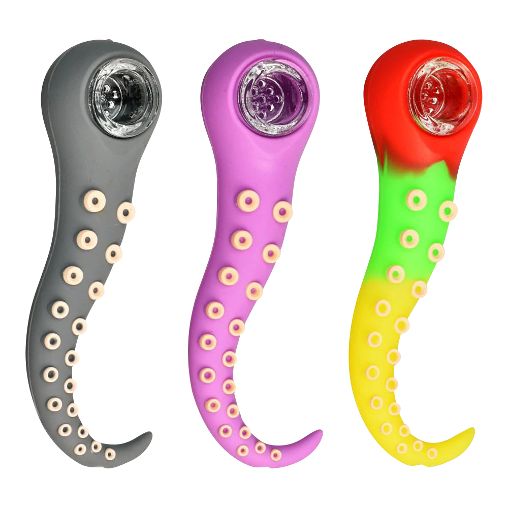 Tentacle Silicone Hand Pipe with Glass Bowl